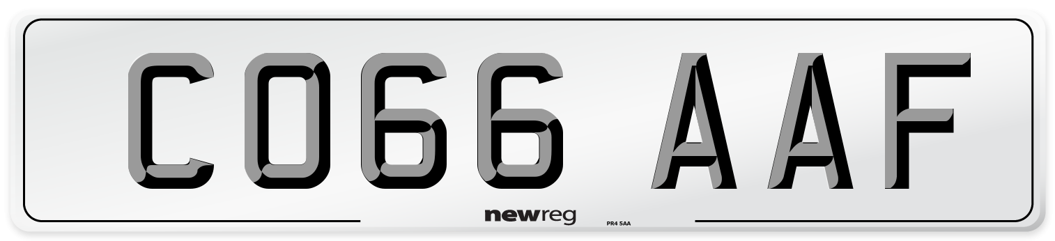 CO66 AAF Number Plate from New Reg